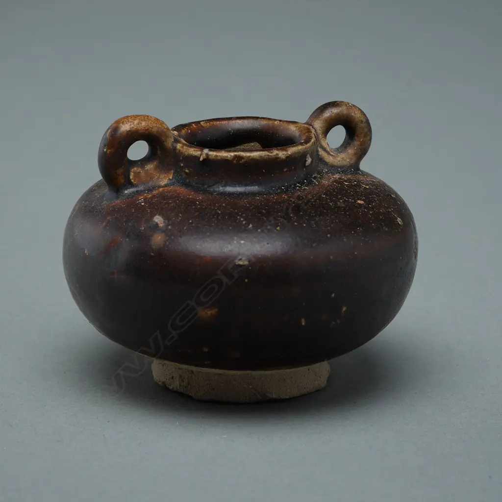 Stoneware ring-handled bottle - Sawankhalok - c.14thC, Image 1++